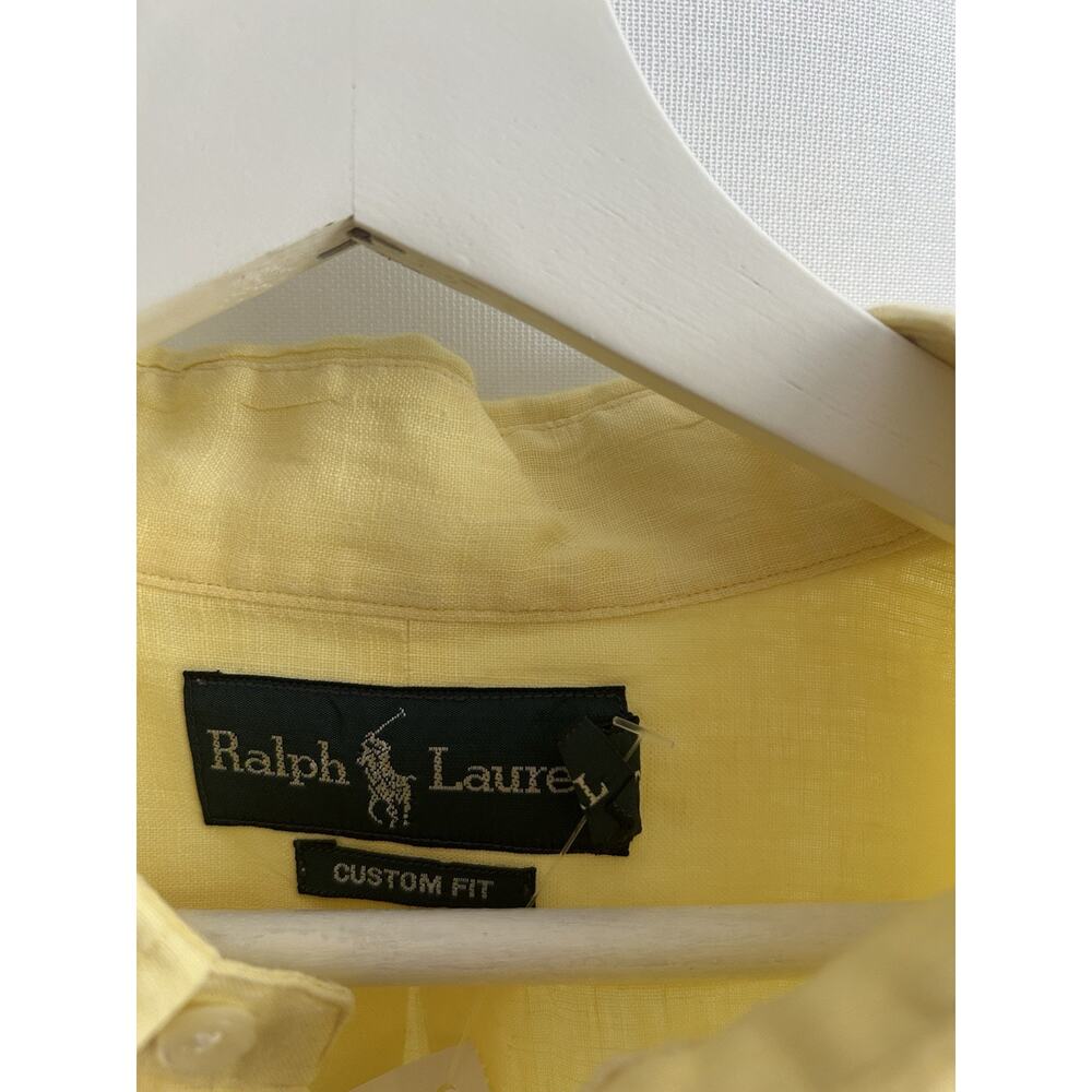 Men's Polo Ralph Lauren Yellow Linen Button Up Shirt Size XL Preppy Summer Beach - Picture 4 of 12